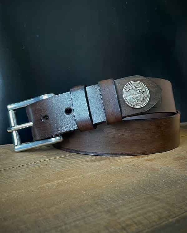 Tmavohnedý poľovnícky opasok Jeleň - Concho