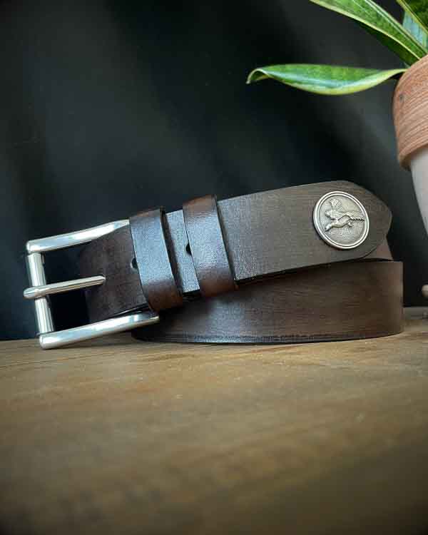 Tmavohnedý poľovnícky opasok Bažant - Concho