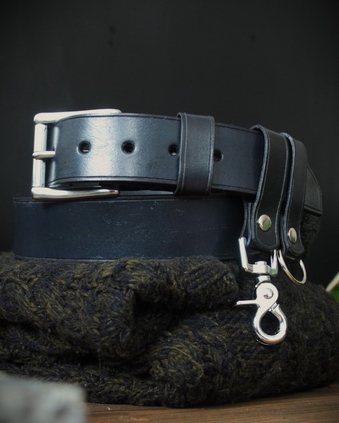 Kožený opasok Bushcraft Black 