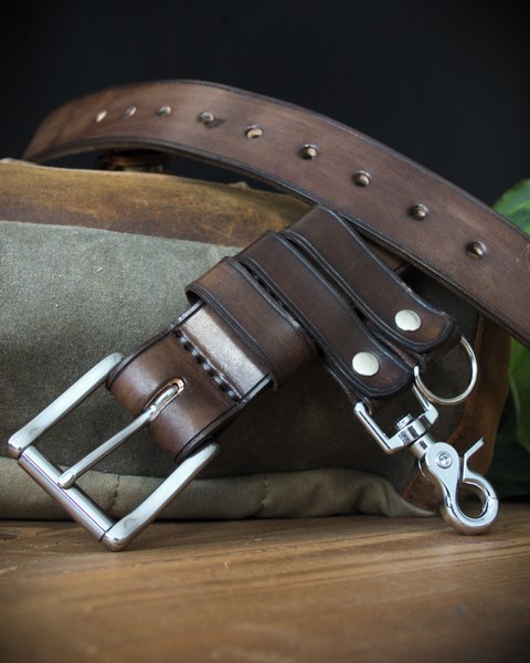 Kožený opasok Bushcraft Chocolate