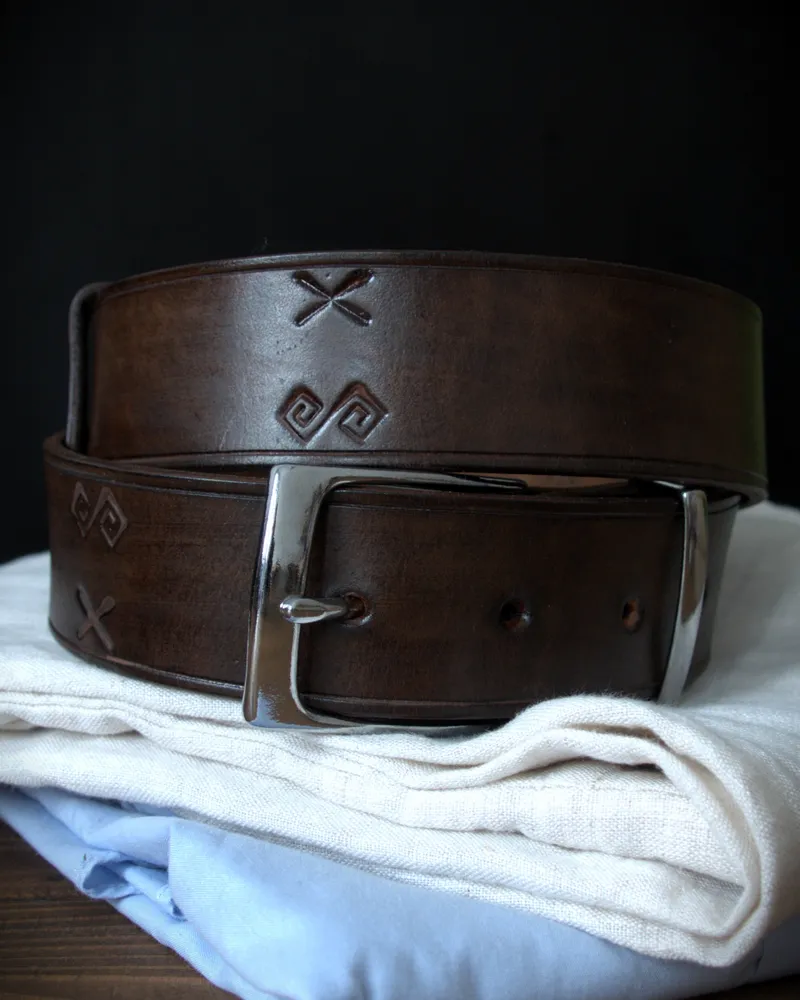 Kožený opasok Čičmany Chocolate Brown