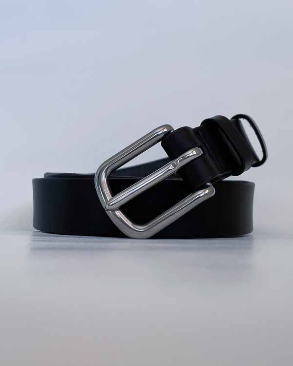 Pánsky čierny kožený opasok k obleku