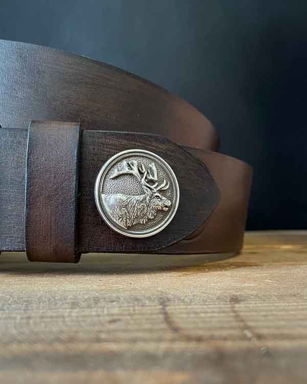 Tmavohnedý poľovnícky opasok Jeleň - Concho