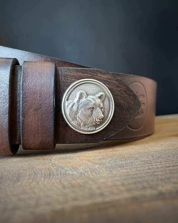 Tmavohnedý poľovnícky opasok Medveď - Concho