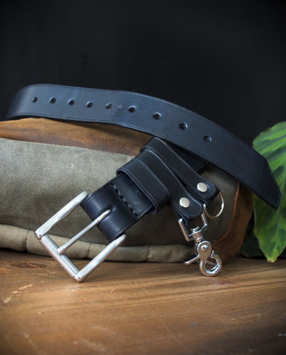 Kožený opasok Bushcraft Black 