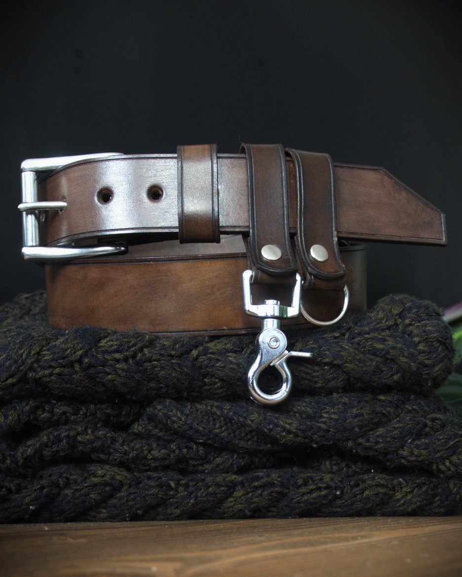 Kožený opasok Bushcraft Chocolate