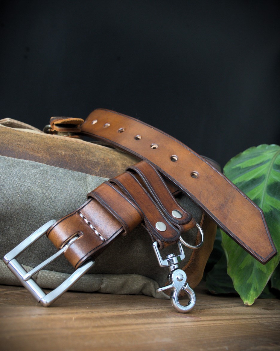 Kožený opasok Bushcraft Brown