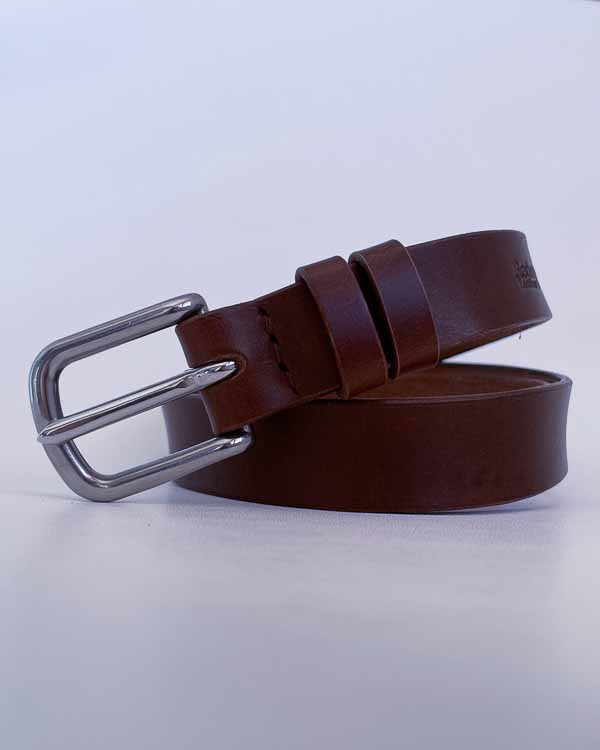 Pánsky hnedý kožený opasok k obleku