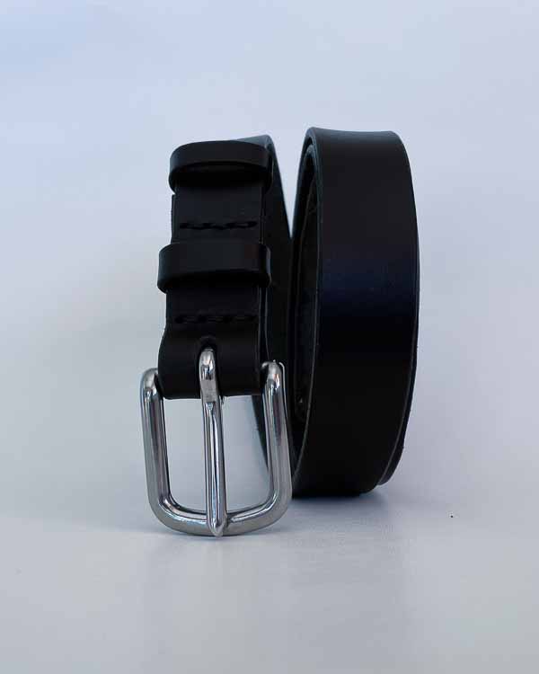 Pánsky čierny kožený opasok k obleku