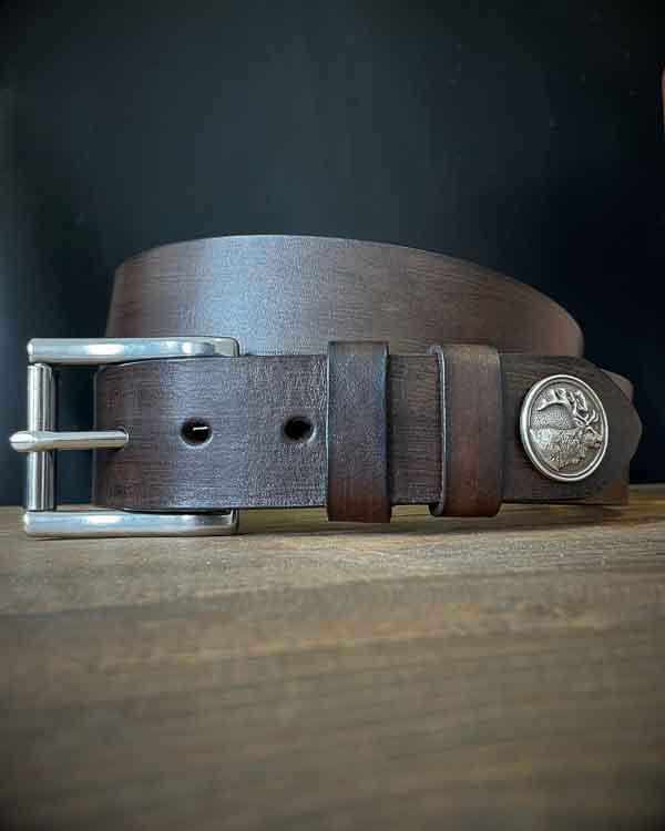 Tmavohnedý poľovnícky opasok Jeleň - Concho