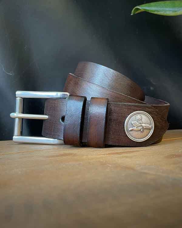 Tmavohnedý poľovnícky opasok Bažant - Concho