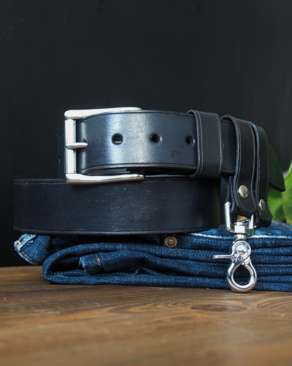 Kožený opasok Bushcraft Black 