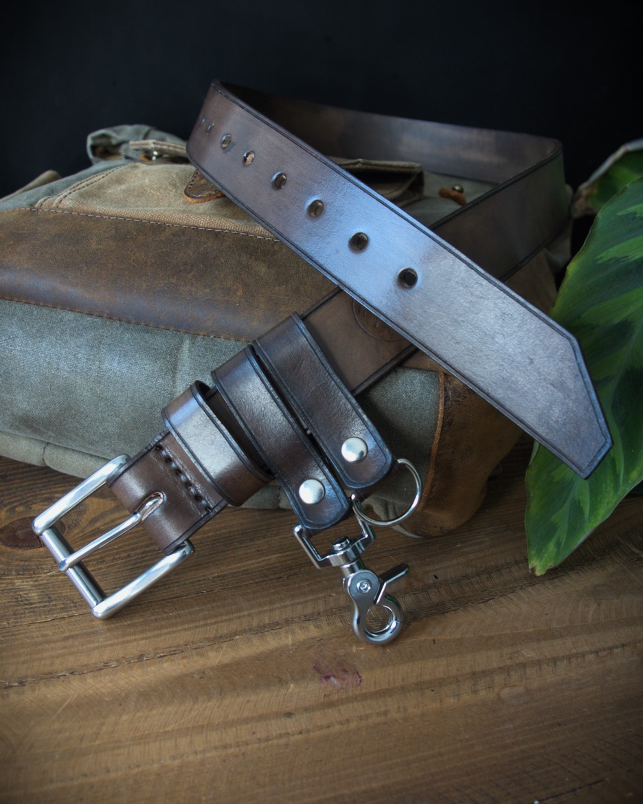 Kožený opasok Bushcraft Chocolate