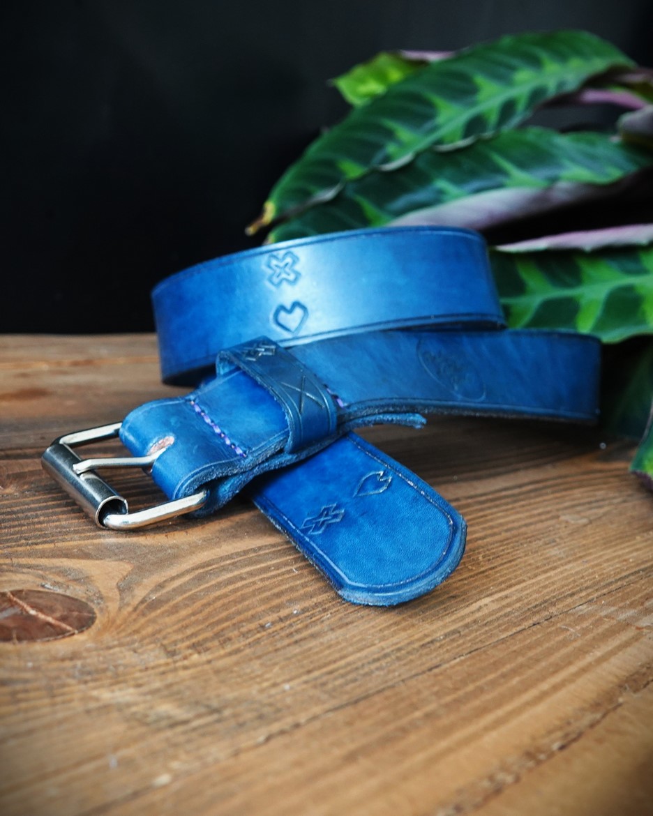 Kožený opasok Čičmany Blue 