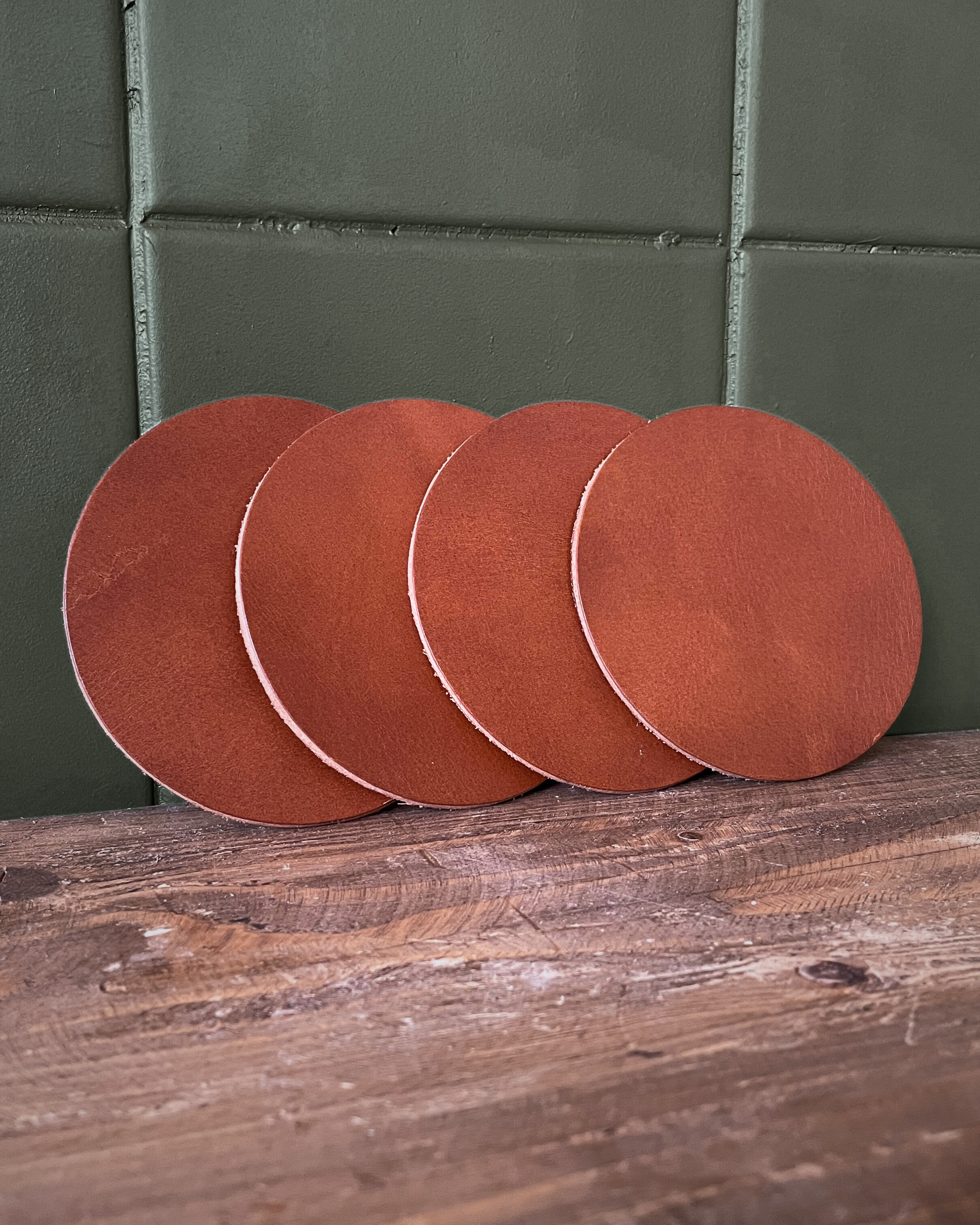 Kožené podložky pod poháre Light Brown