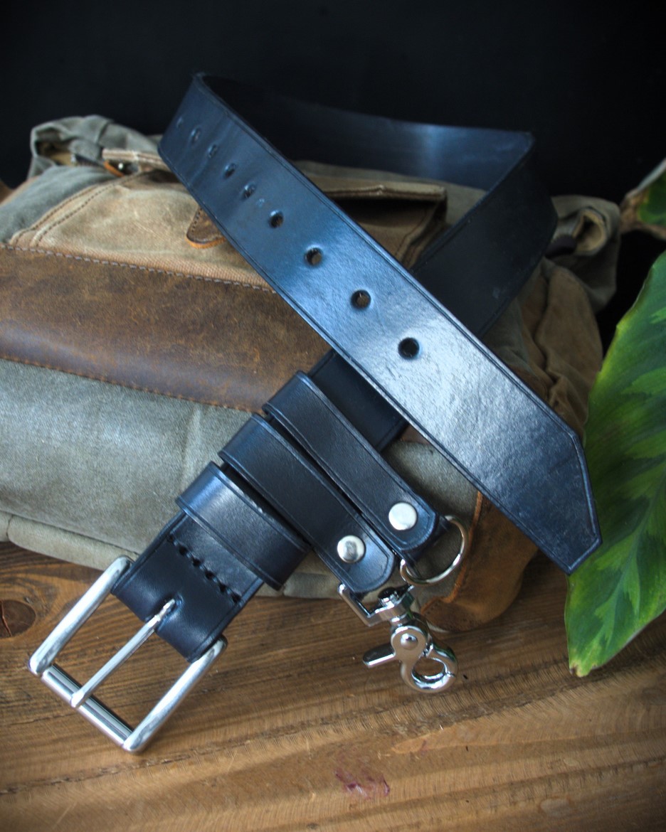 Kožený opasok Bushcraft Black 