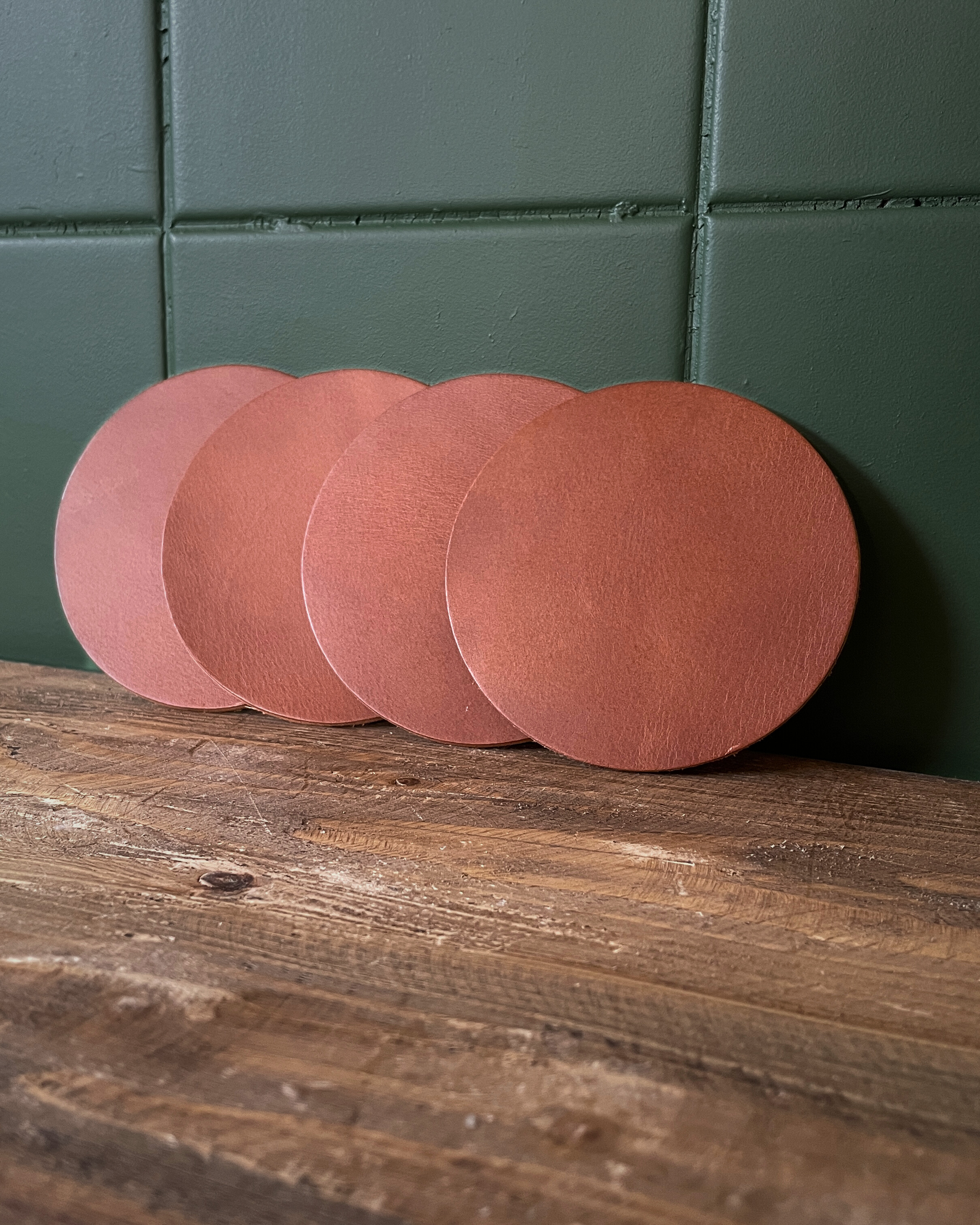 Kožené podložky pod poháre Light Brown