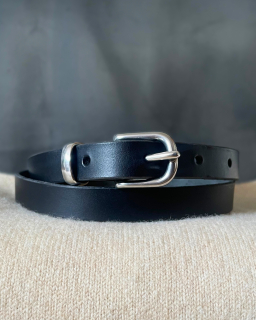 Dámsky čierny kožený opasok