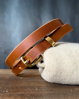 Dámsky svetlohnedý kožený opasok