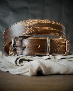 Kožený opasok Čičmany Vintage Chocolate Brown