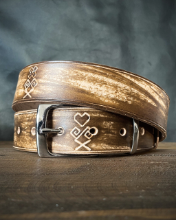 Kožený opasok Čičmany Vintage Walnut Brown